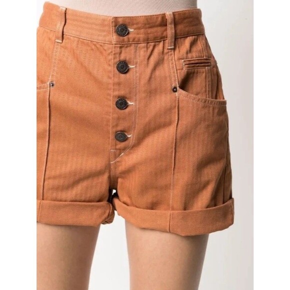 ISABEL MARANT Nadia Shorts Terracotta High Rise Button Fly Shorts Utility FR 36 - Picture 1 of 9